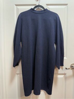 Zara Navy glitter Textured Long Sleeve Dress size L